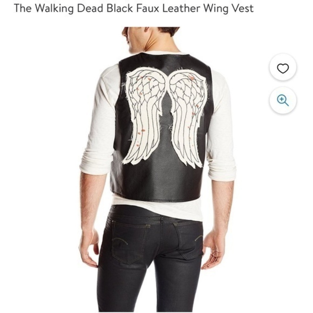 The Walking Dead Faux Leather Governor Angel Wings Daryl Dixon Vest Black Small